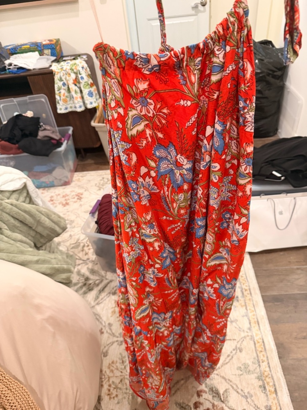 Red Floral One Shoulder Maxi Dress